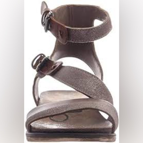 OTBT Shoes - OTBT Women's March On Flat Sandals Grey Silver Metallic Brown Leather Comfy!